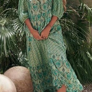 NWOT Zara Women’s Stunning Paisley Maxi Dress - Green - Size S